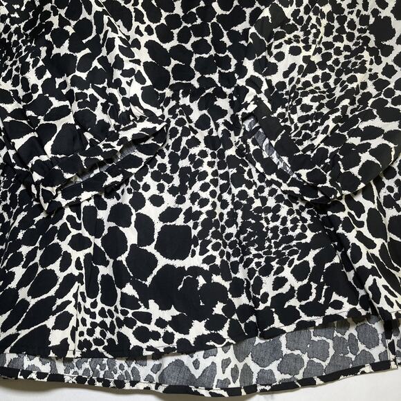 Who What Wear Top Womens Plus Sz 4X Swirling Leopard Peplum Wrap Tie Blouse NWT - Picture 14 of 15